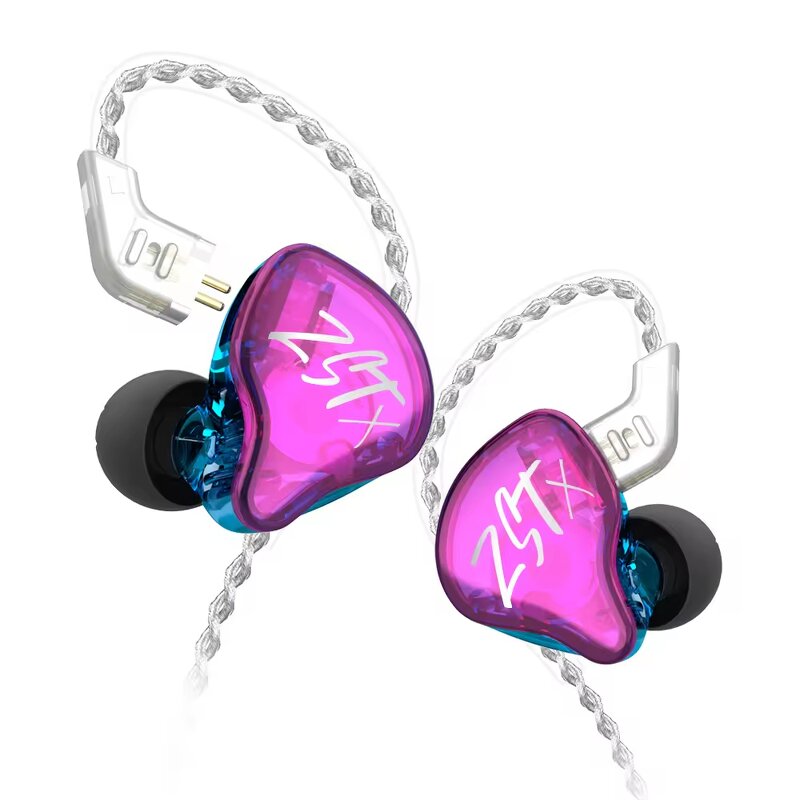 Earphone Manufacturer - KZ ZST X Hybrid Unit 3.5mm In-ear Monitor HIFI DJ Wired with Silver-Plated Cable