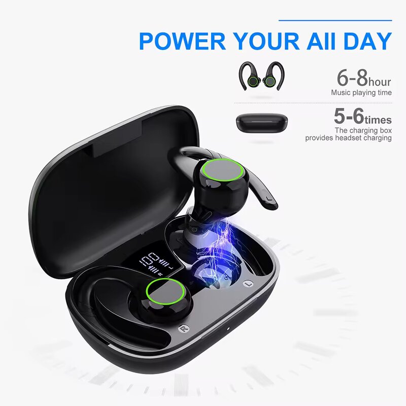 TWS Headset Manufacturer - Wholesale U5 Semi-in-Ear Sports Active Noise Cancellation IPX-6 LED