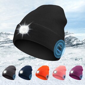 Beanie Hat Manufacturer - OEM Wholesale Night Running LED for BT Speaker Knitted Winter with USB Light