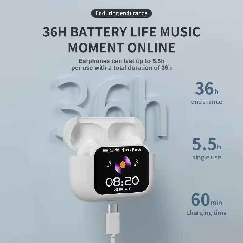 TWS Earbuds Manufacturer - E11 AI Translation Smart ANC Noise Cancelling Colorful LED Touch Screen Control