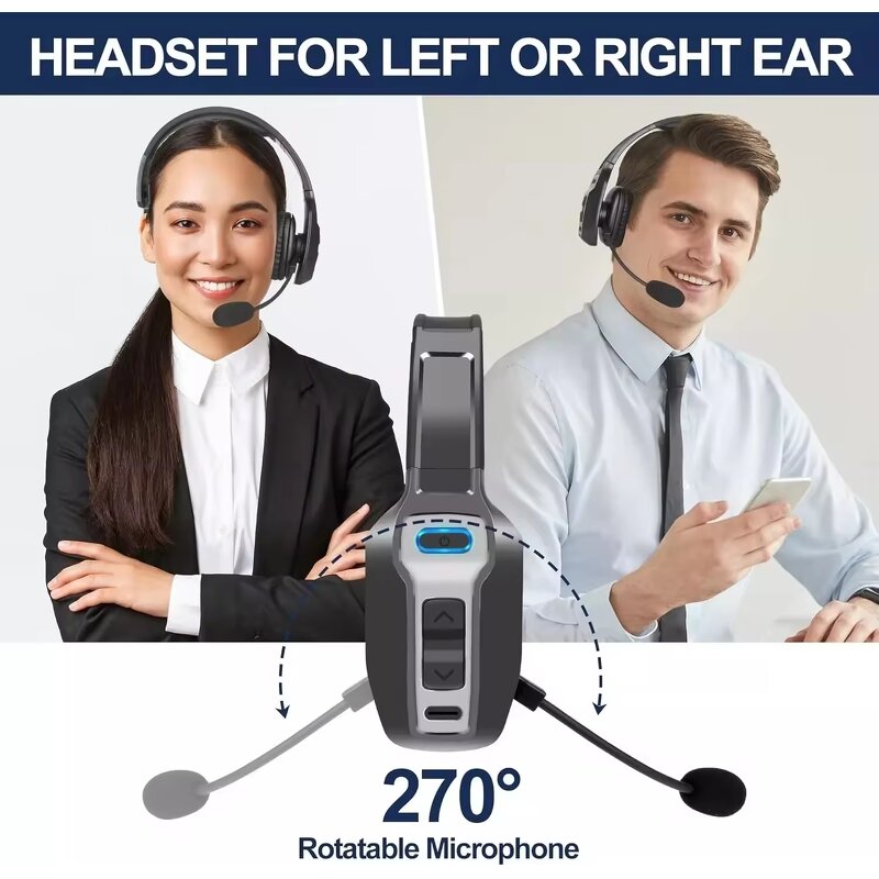 Wireless Headset Manufacturer - Hands Free ENC Noise Canceling for Call Center Trucker BT
