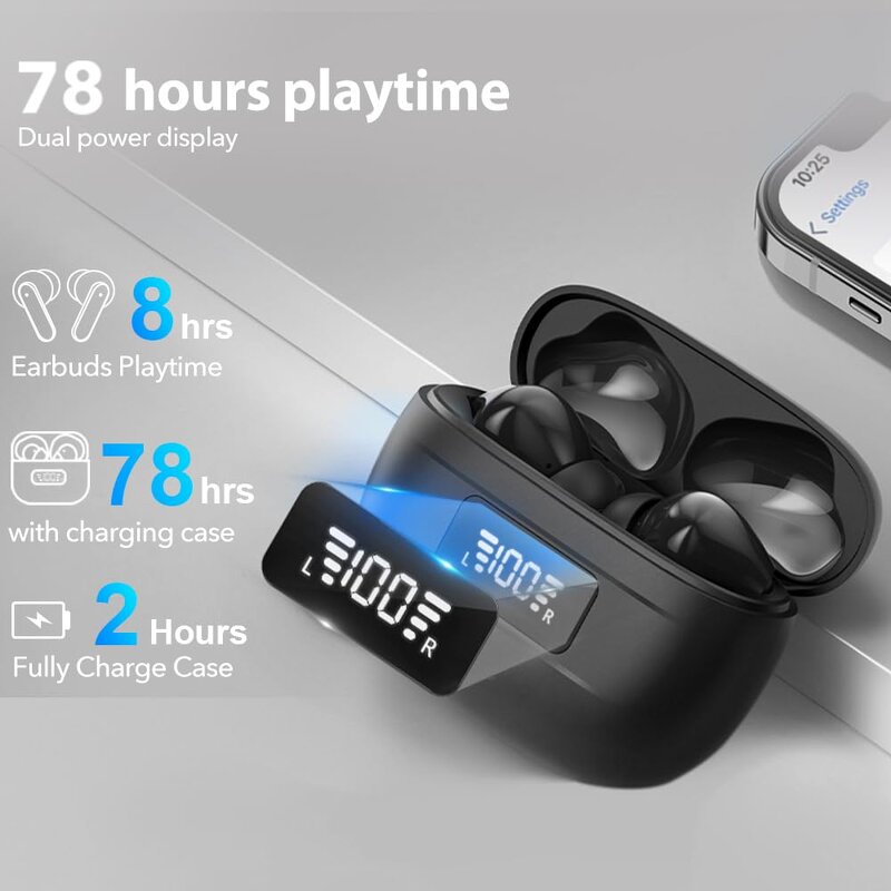 Wireless Earphones Manufacturer - Active Noise Cancellation BT 5.4 with 4 ENC Mic LED Battery Low Latency