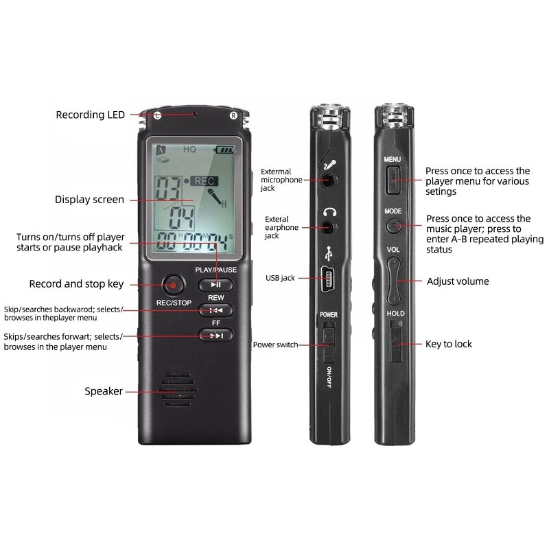 Digital Audio Recorder Manufacturer - T60 Voice Activated 8GB 32G 64GB USB Pen Non-Stop Recording