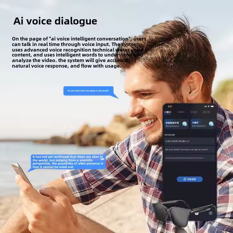 Smart Translation Glasses - Manufacturer - Polarized BT Touch Anti-blue Light AI Assistant