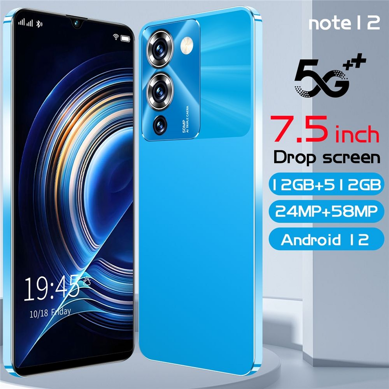Note 12 Pro Smartphone - Manufacturer - Big Screen Dual SIM Android Cheap Wholesale