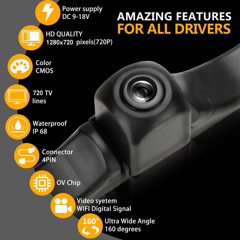 Reverse Camera Manufacturer - WiFi Wireless 720P CCD Waterproof IP68 App HD Starlight Night Vision for Car License Plate Frame