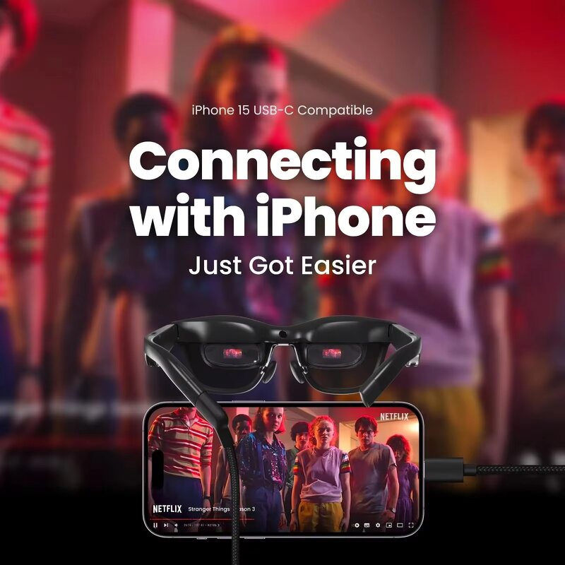 AR Smart Glasses Manufacturer - XREAL Air2 with Polarized Micro-OLED Screen 120Hz 1080p View 130 Inches Private Cinema