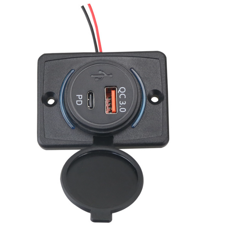 USB Car Charger Manufacturer - New 12V Outlet 360 Rotating Waterproof Dual PD QC 3.0 for Car RV Marine