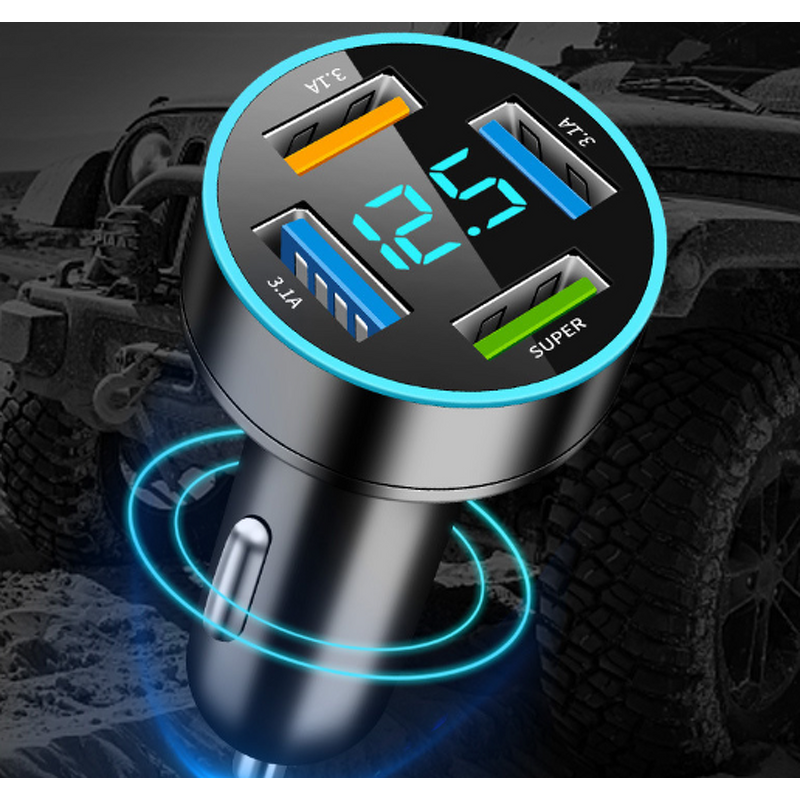 Car Charger Manufacturer - 4 in 1 USB 4 Ports 66W Fast PD QC3.0 with Led