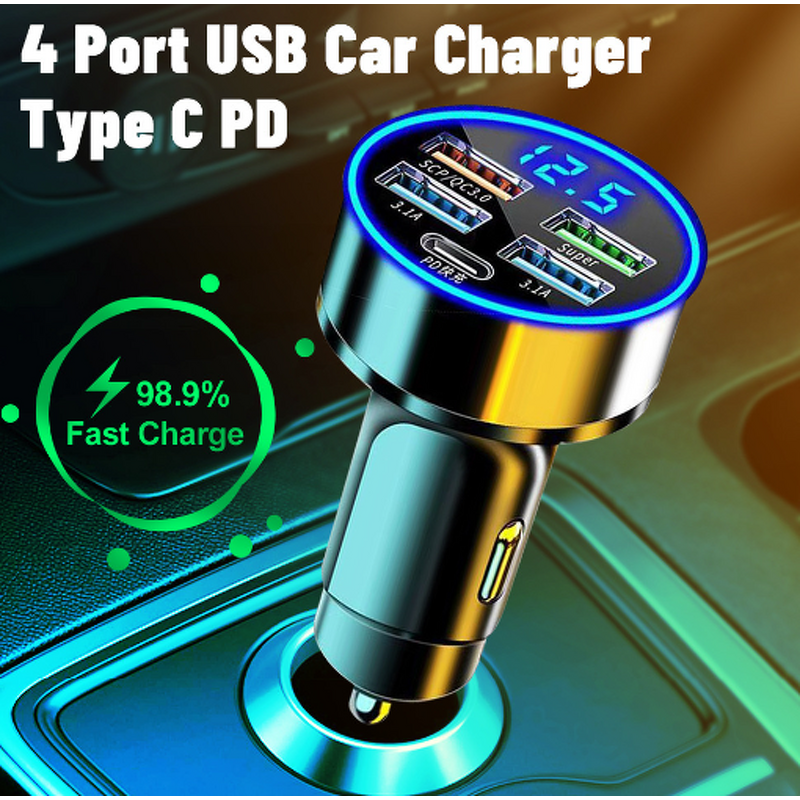 Car Charger Manufacturer - Qc 3.0 Pd 30w to 150w 4 Usb+type C Android Fast