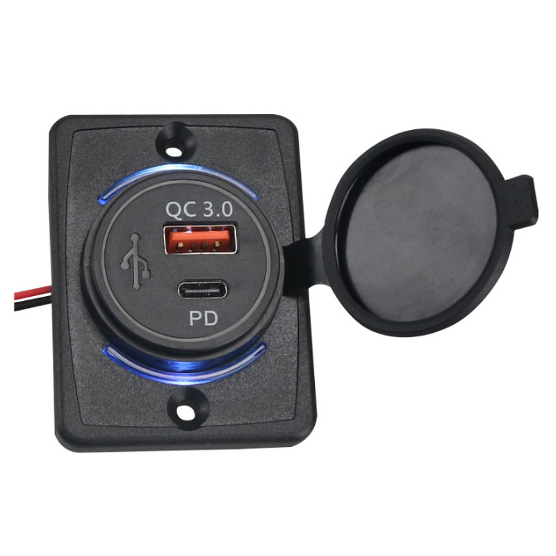 Car Charger Manufacturer - Factory Price 12v 24v QC3.0 PD Fast with Cover USB Socket