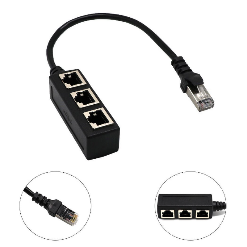 Network Adapter Manufacturer - RJ45 Male to 3 Female LAN Ethernet Splitter