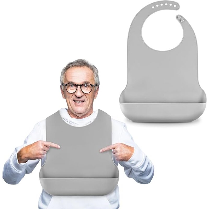 Apron Manufacturer - Customized Reusable Washable Water Resistant Silicone Sleeveless Adult Bibs for Elderly