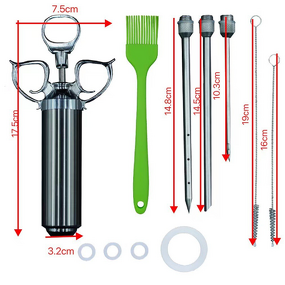 Meat Injector Manufacturer - 2-oz Marinade Flavor Syringe 304 Stainless Steel with 3 Professional Needles