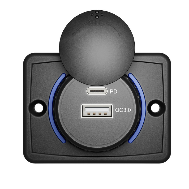 USB Outlet Manufacturer - 48W 12V/24V PD3.0 Type-C & QC3.0 USB-A Panel for RV Marine Boat