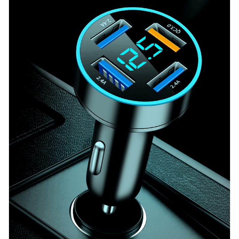 Car Charger Manufacturer - 4 in 1 USB 4 Ports 66W Fast PD QC3.0 with Led