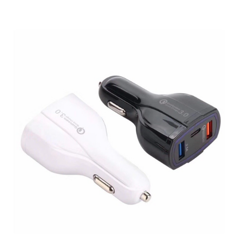 Car Charger Manufacturer - Flame Resistant Type c 2 Usb a 1 Fast Charging Led Light for Phone