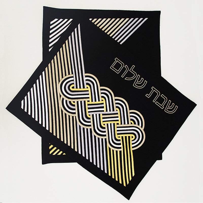 Challah Cover Manufacturer - Custom Embroidered Hebrew Letter Design Sabbath Judaica