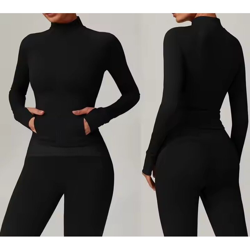 Yoga Jacket Manufacturer - Standing Collar Long Sleeve Windproof Warm Slim-Fit
