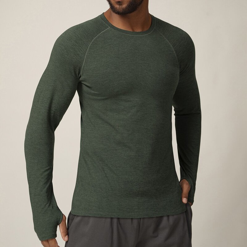 Running Shirt Manufacturer - New Slim-Fit with Thumb Hole Soft Elastic Fabric Men's