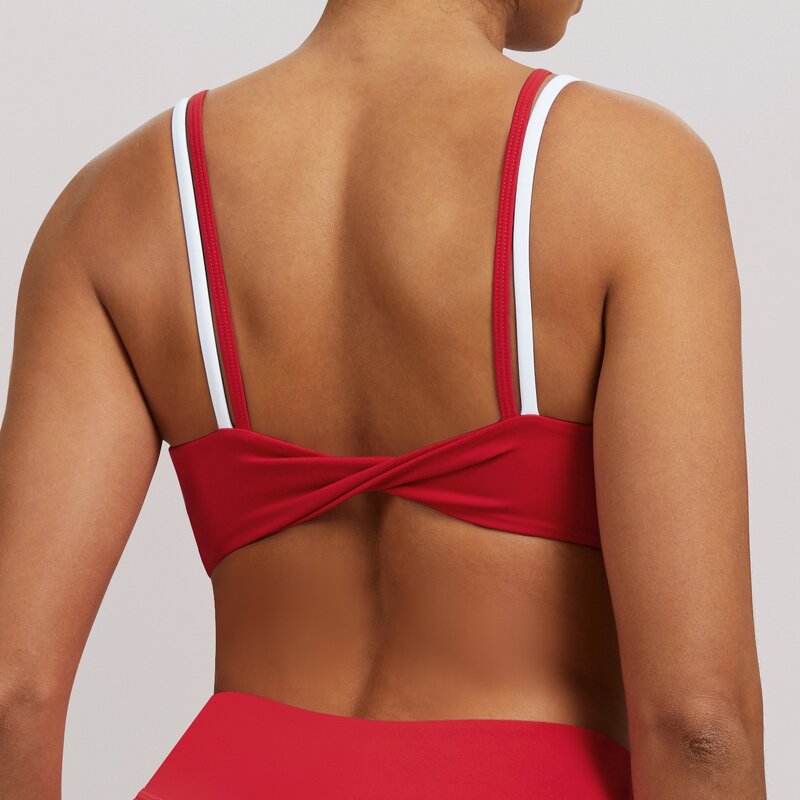 Yoga Bra Manufacturer - New Padded Color-Block Backless Double-Strap