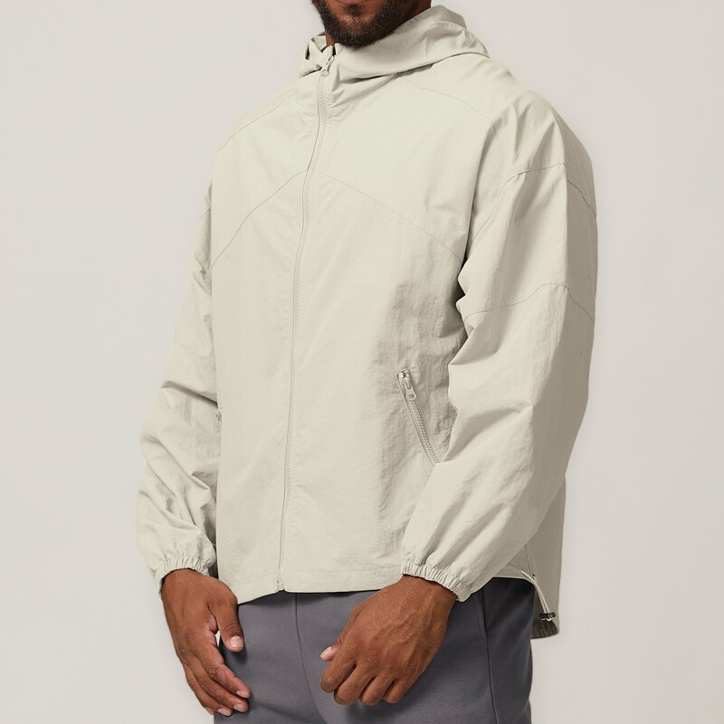 Windbreaker Jacket Manufacturer - 100% Nylon Hood with Zippered Pockets for Running Citywalk