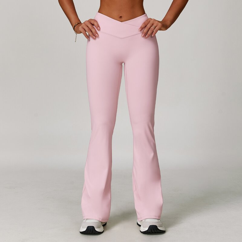 Yoga Pants Manufacturer - Customized Naked Feeling Cross High Waist Flared Pants