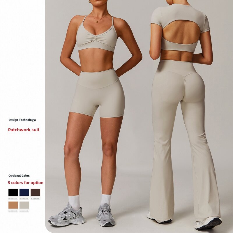 Yoga Set Manufacturer - Women's Quick-Dry Sports Shorts with Removable Bust Pads Cross Back