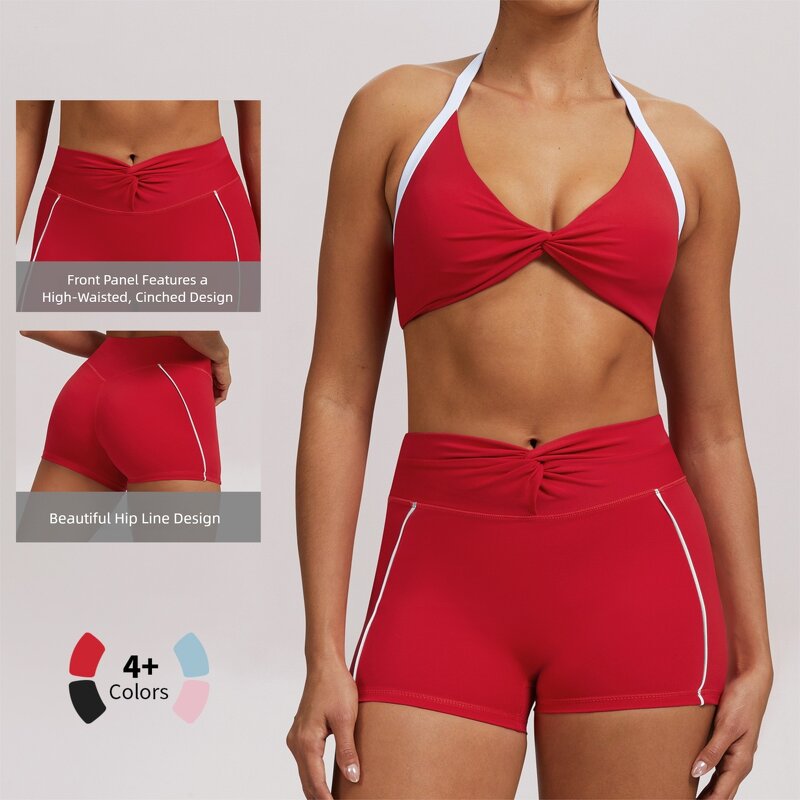 Yoga Shorts Manufacturer - Solid Color Twisted High-Waist Sweat-Wicking for Women