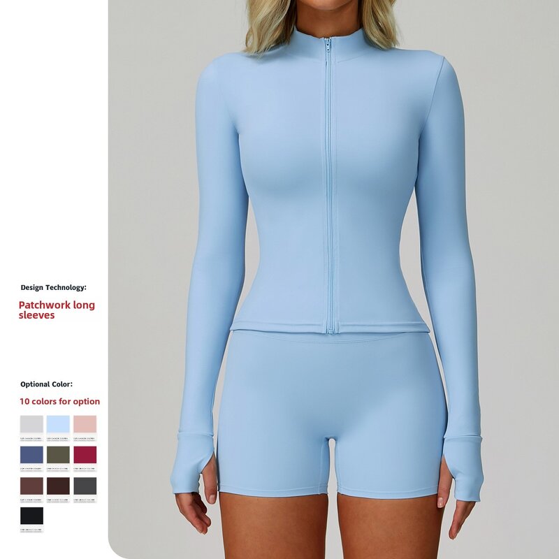 Sports Jacket Manufacturer - Women's Zippered Slim-Fit with Thumb Buckle Stand Collar