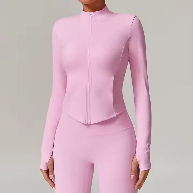 Yoga Clothing Manufacturer - Warm Autumn Winter Velvet Slim Zip Pocket Jacket