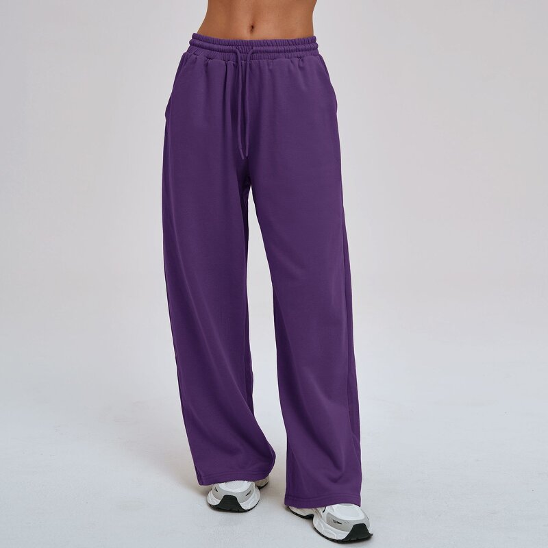 Sweatpants Manufacturer - Solid Color Low-Waist Loose Fit with Drawstring Pockets