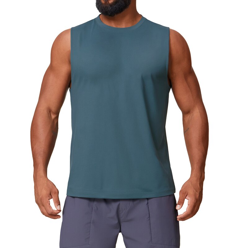 Yoga Top Manufacturer - Men's Sleeveless Solid Color Breathable Sweat-Wicking Vest
