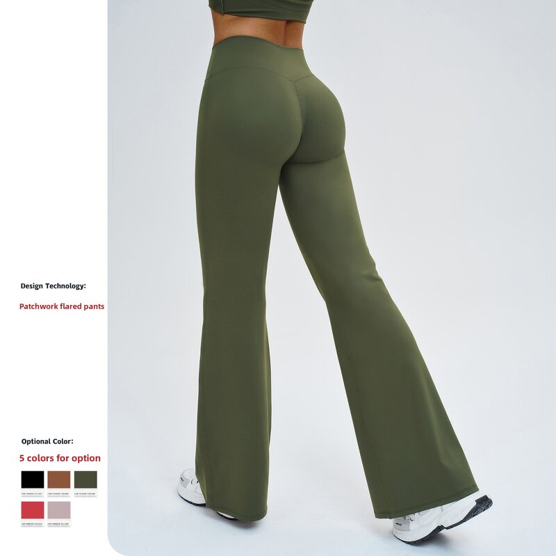 Yoga Pants Manufacturer - High Waist Flare Trouser Legs with Seam Design