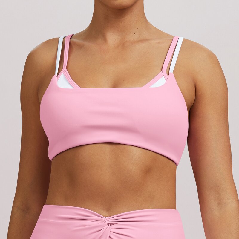 Yoga Bra Manufacturer - New Padded Color-Block Backless Double-Strap