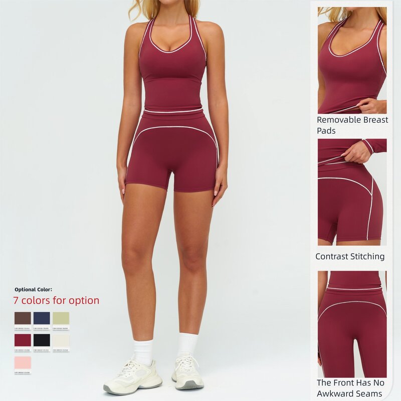 Yoga Sets Manufacturer - Women's Brushed Double-Strap Bra & Tight Sports Suits
