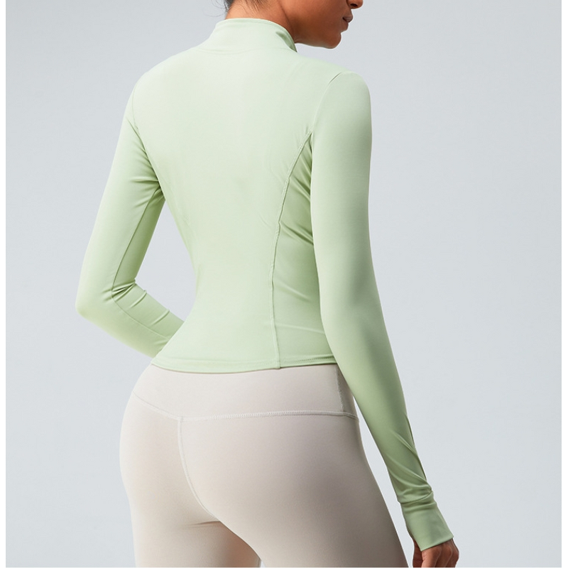 Yoga Jacket Manufacturer - Women's Lightweight Zip-Up Cropped Quick Dry Soft Spandex Printed