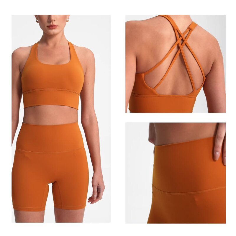 Yoga Vest Manufacturer - Cross Back Sports Bra Gather Shape Naked Running Custom