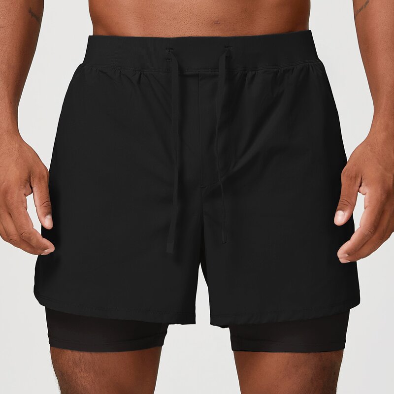 Sports Shorts Manufacturer - Men's Training Stretch Quick-Dry Double-Layer Elastic Waistband