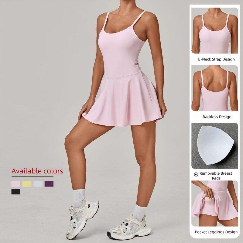 Tennis Skirt Manufacturer - Women's Backless Design with Removable Pads & Pocket Leggings