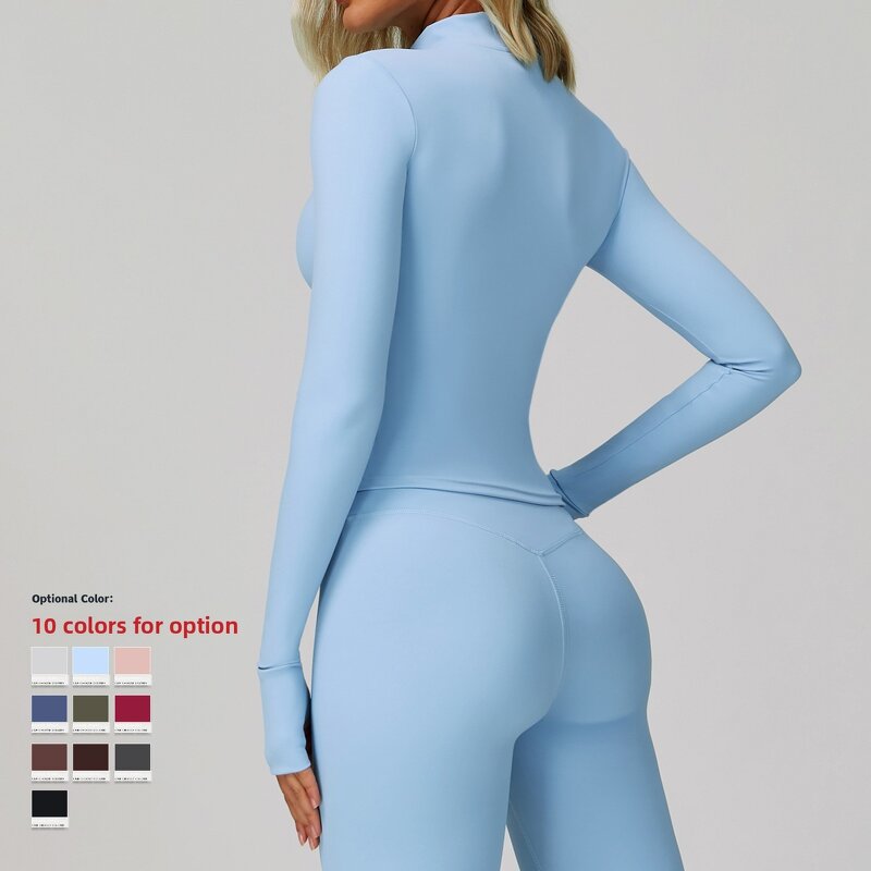 Sports Jacket Manufacturer - Women's Zippered Slim-Fit with Thumb Buckle Stand Collar