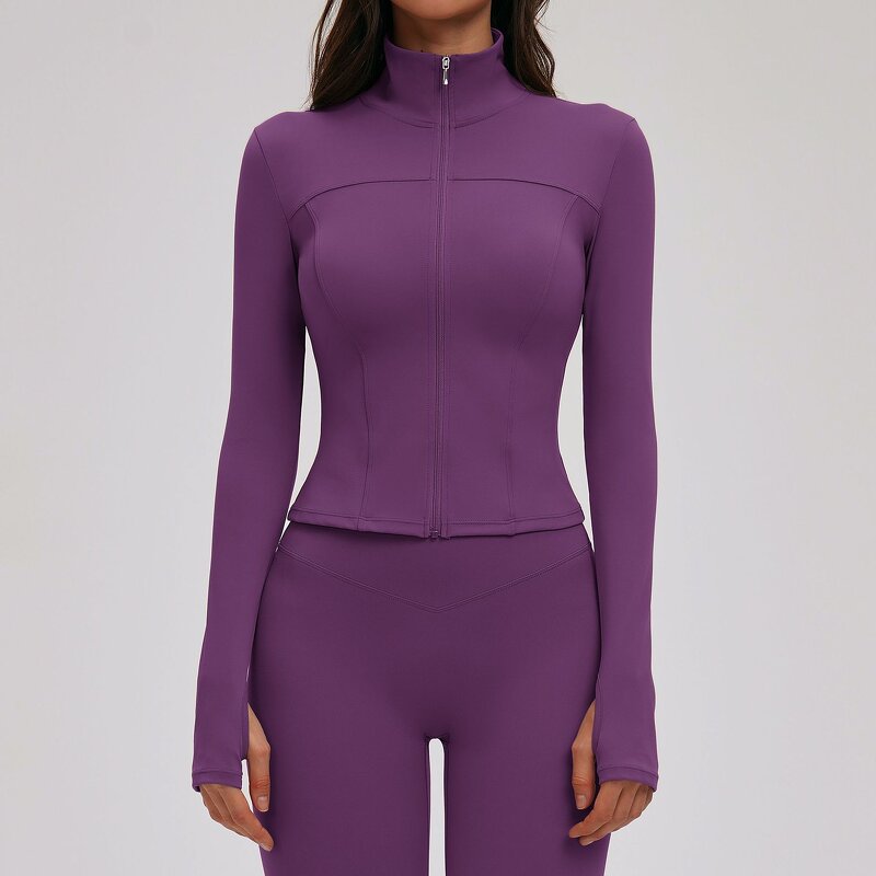 Yoga Top Manufacturer - High-Elasticity Compression Stand Neck Slim Zip Jacket