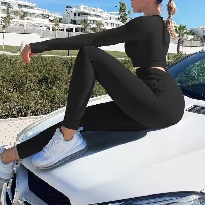 Yoga Set Manufacturer - Seamless Half-Zip Thumbhole 3-Piece for Women