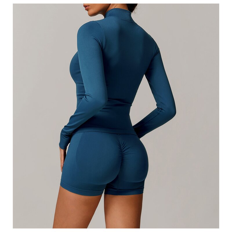 Yoga Jacket Manufacturer - Wholesale Custom Women Zipper Front High Stretch Nylon Pullover