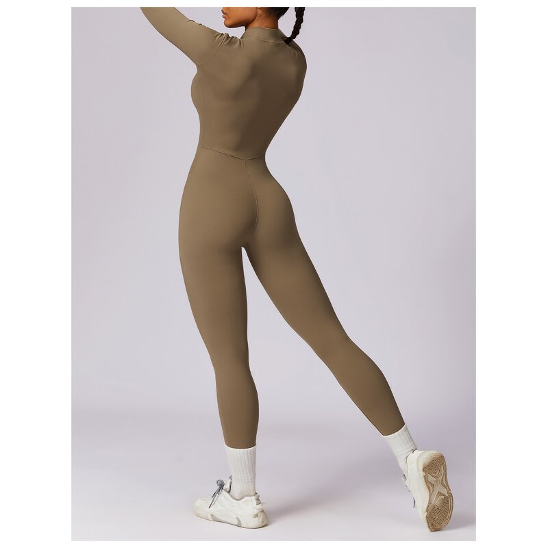 Bodysuit Manufacturer - Women's Long Sleeve Front Zipper Nylon Gym Fitness Wear