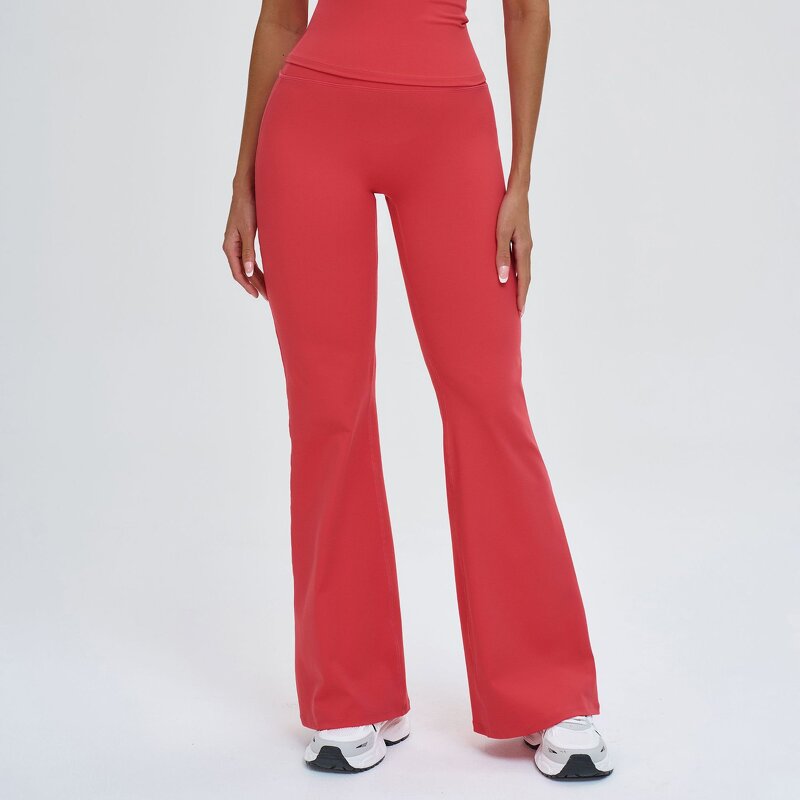 Yoga Pants Manufacturer - High Waist Flare Trouser Legs with Seam Design