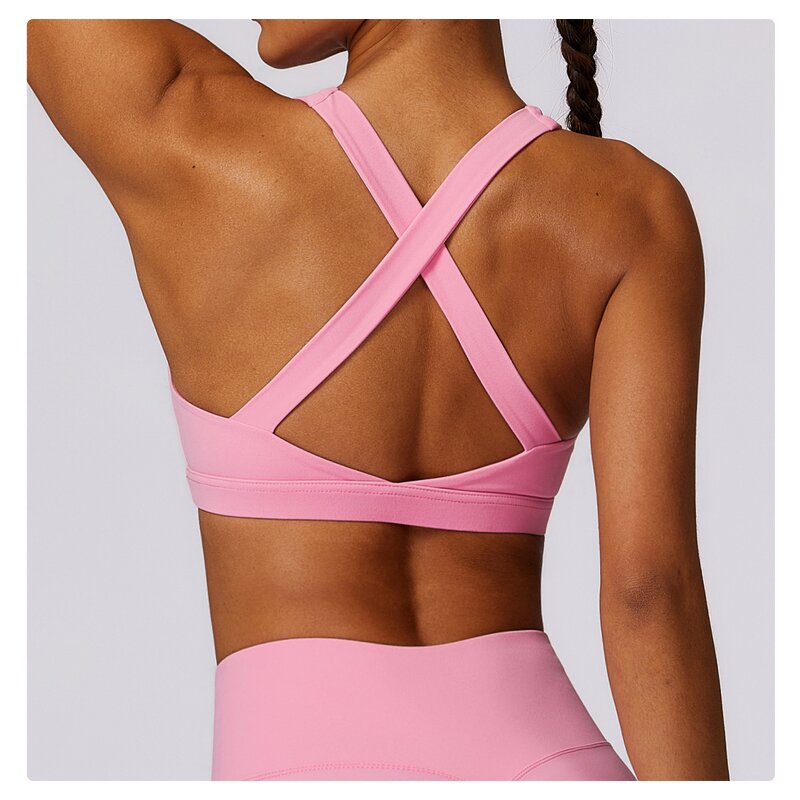 Sports Bra Manufacturer - Skin Friendly Cross Back Push Up Shockproof High Intensity