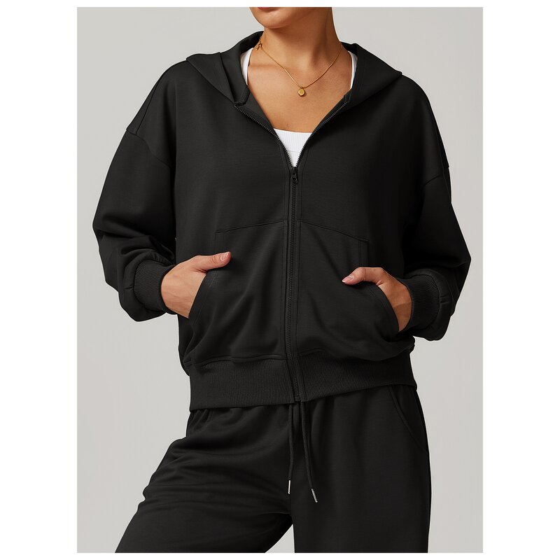 Sports Suit Manufacturer - Autumn Women's New Fleece Hooded with Double Pocket Shorts