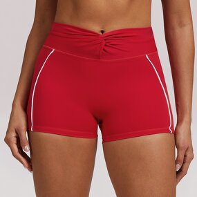 Yoga Shorts Manufacturer - Solid Color Twisted High-Waist Sweat-Wicking for Women
