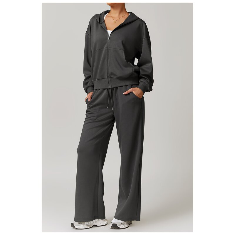 Sports Suit Manufacturer - Autumn Women's New Fleece Hooded with Double Pocket Shorts